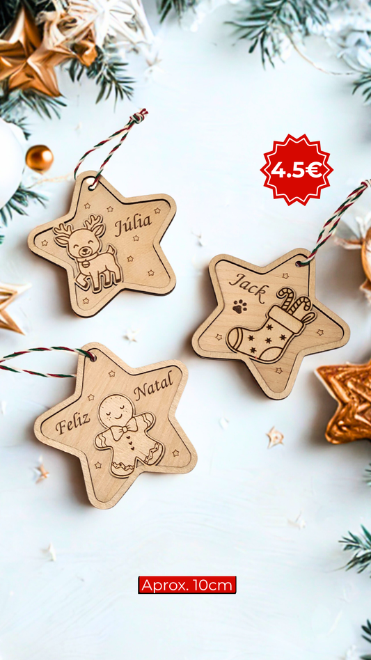 Estrela de Natal com nome e figura